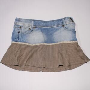 F-Jeans Euro Denim Mini Skirt With Fabric Bottom Size 34